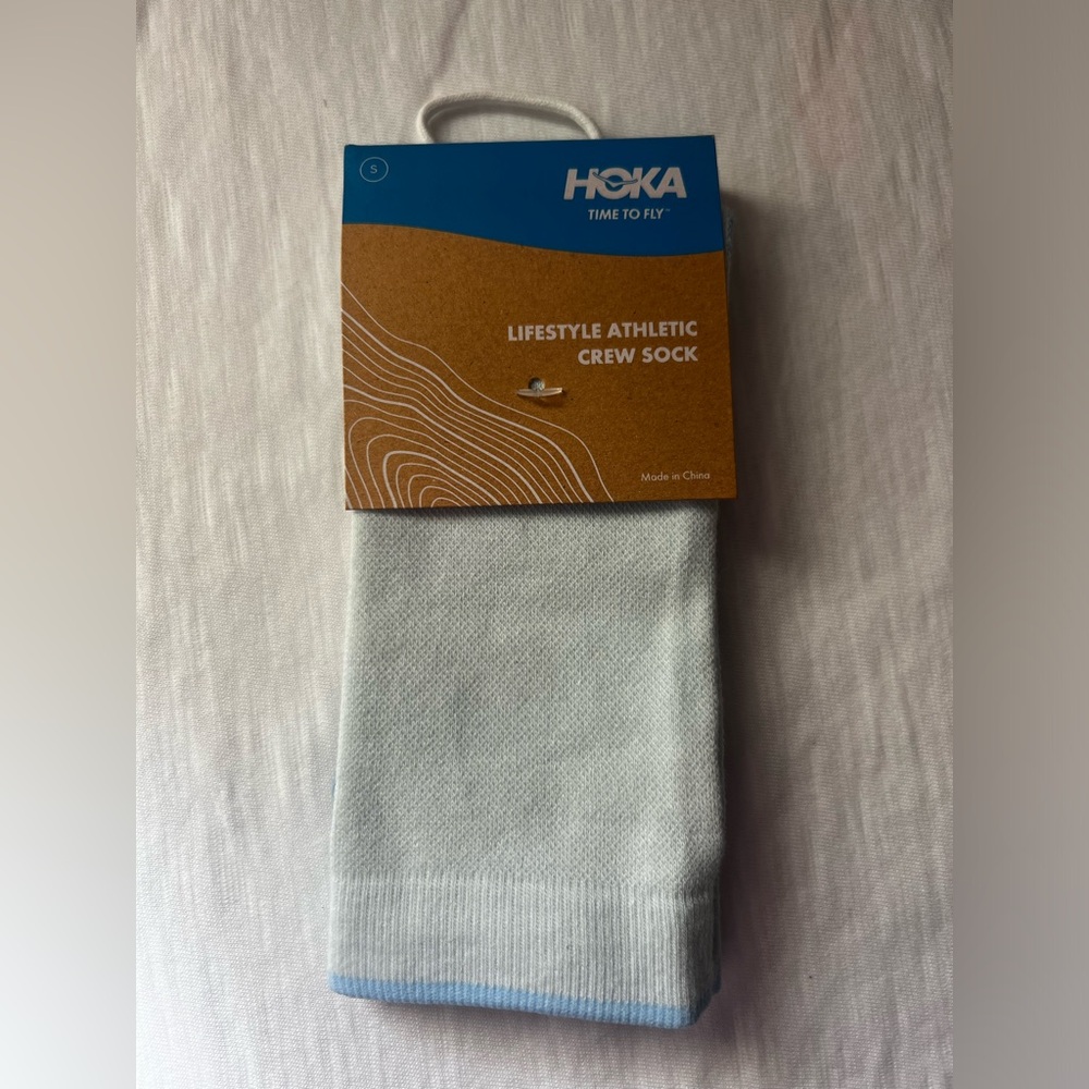Hoka Lifestyle Athletic Crew Sock - Light Blue and Gray